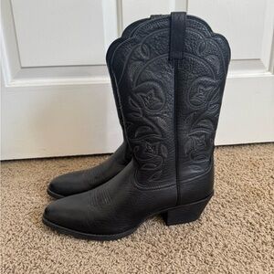Black Leather Cowboy Boots